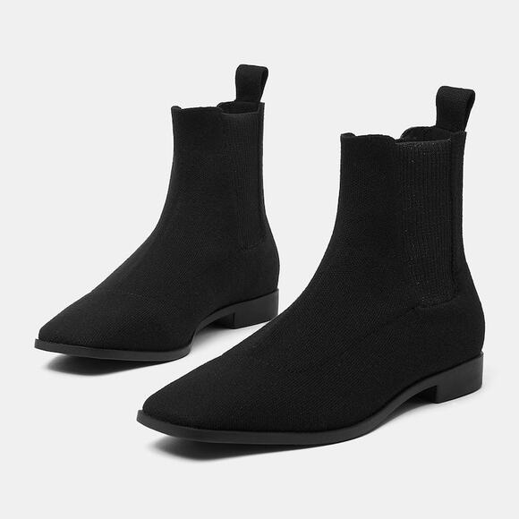 ✨SOLD✨Vivaia Women’s Rachel Black Square Toe Slip On Wool Ankle Boots US 9 - Picture 2 of 16